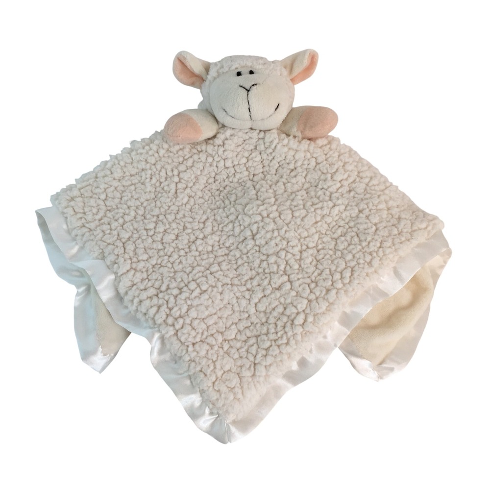 Stephan Baby Lamb Lovey Security Blanket 16in Cream‎ Sherpa Satin Trim 2017